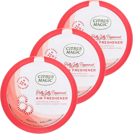 Citrus Magic Holiday Odor Absorbing Solid Air Freshener, Holly Jolly Peppermint, 7-Ounce, Pack of 3