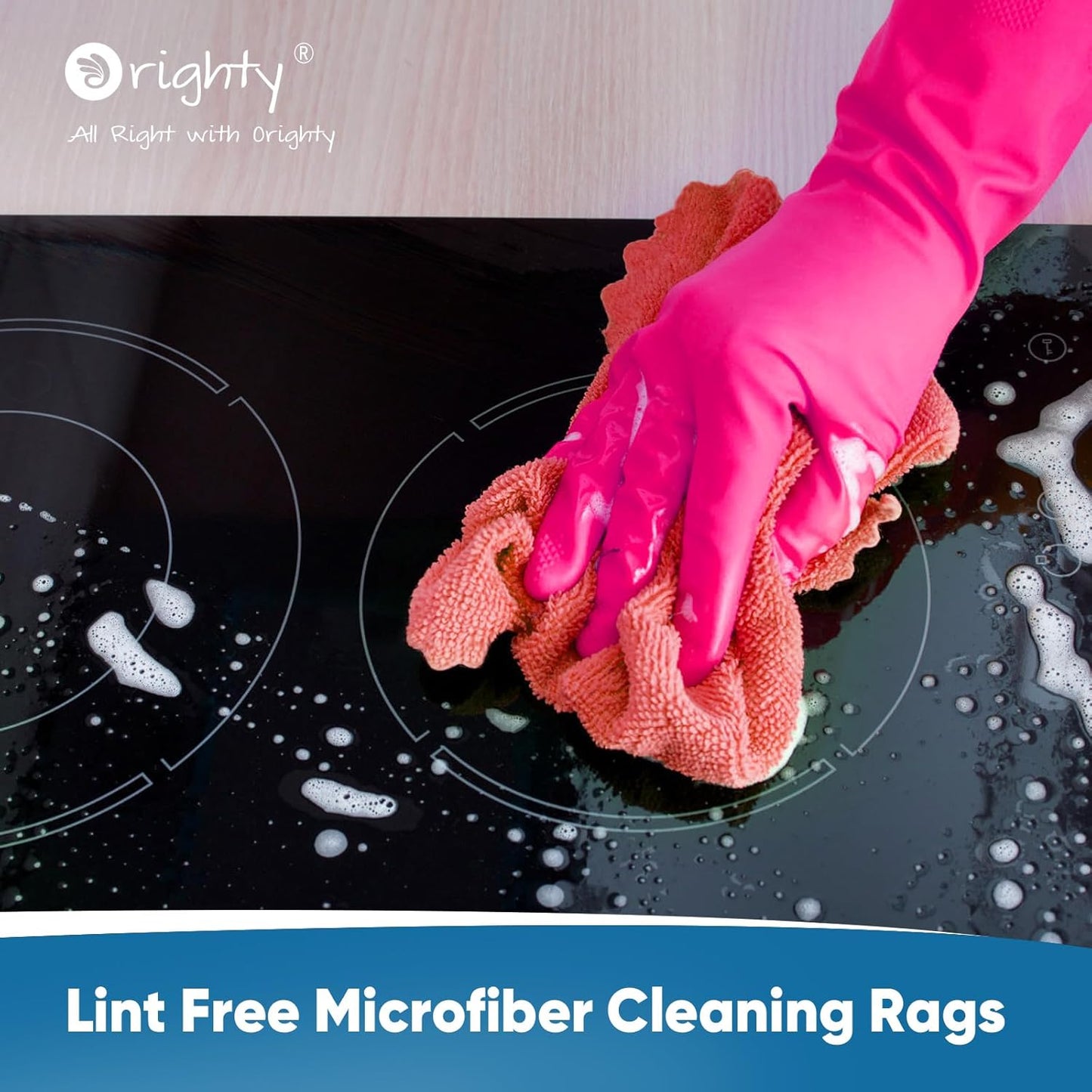 Orighty Microfiber Cleaning Cloths, 75 Sheets Shop Towels, Reusable Paper Towels Shop Rags, Washable Microfiber Towel Roll Cleaning Rags for Cars, House, Kitchen, 11.5’’ x 11.5’’, Red