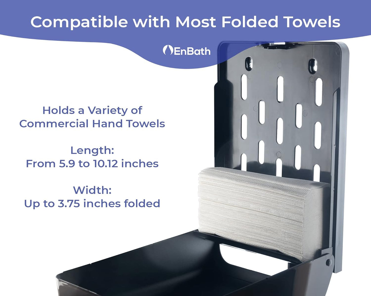 Commercial Paper Towel Dispenser Wall Mount, Holds 500 Multifold, Trifold, Z Fold, C Fold Hand Towels for Bathroom/Restroom, Office, Shop, or Home (Black)