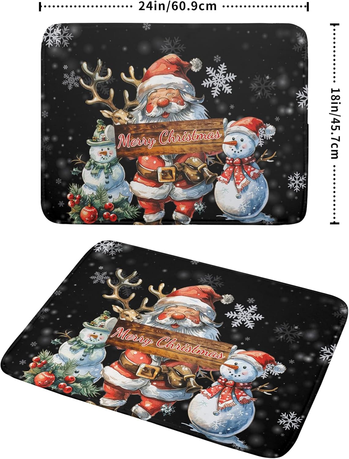Christmas Santa Snowman Dish Drying Mat 18x24 Inch Winter Xmas Snowmen Santa Drying Mat Absorbent Drainer Pad for Kitchen Counter Christmas Tableware Mats Protector for Black Home Kitchen Accessories