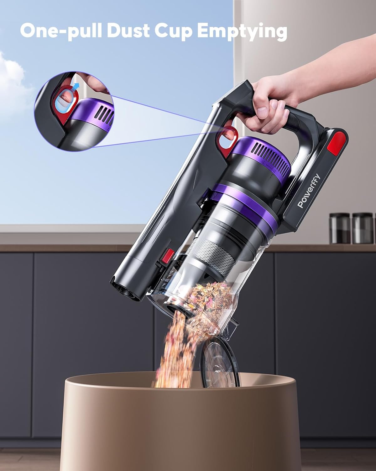 Cordless Vacuum Cleaner, 600W 50Kpa Stick Vacuum Cleaner with 65mins Rechargeable Battery, Anti-Tangle Brush, Build-in Aromatherapy, Handheld Vacuum Cleaners for Home/Pet Hair/Carpets/Floors