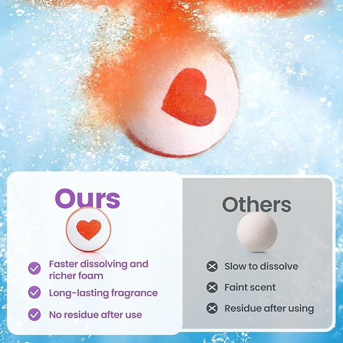 Bath Bombs for Women, 12 Pack Handmade Bubble Shower Bombs Set, Shea Butter & Individually Wrapped, Present Idea for Her/Him, Wife, Mom Women