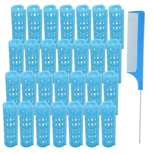 28PCS Heatless Snap-On Self-Grip Plastic Hair Curlers Set - DIY or Salon Hairstyling Tools (1.5cm/0.6in)