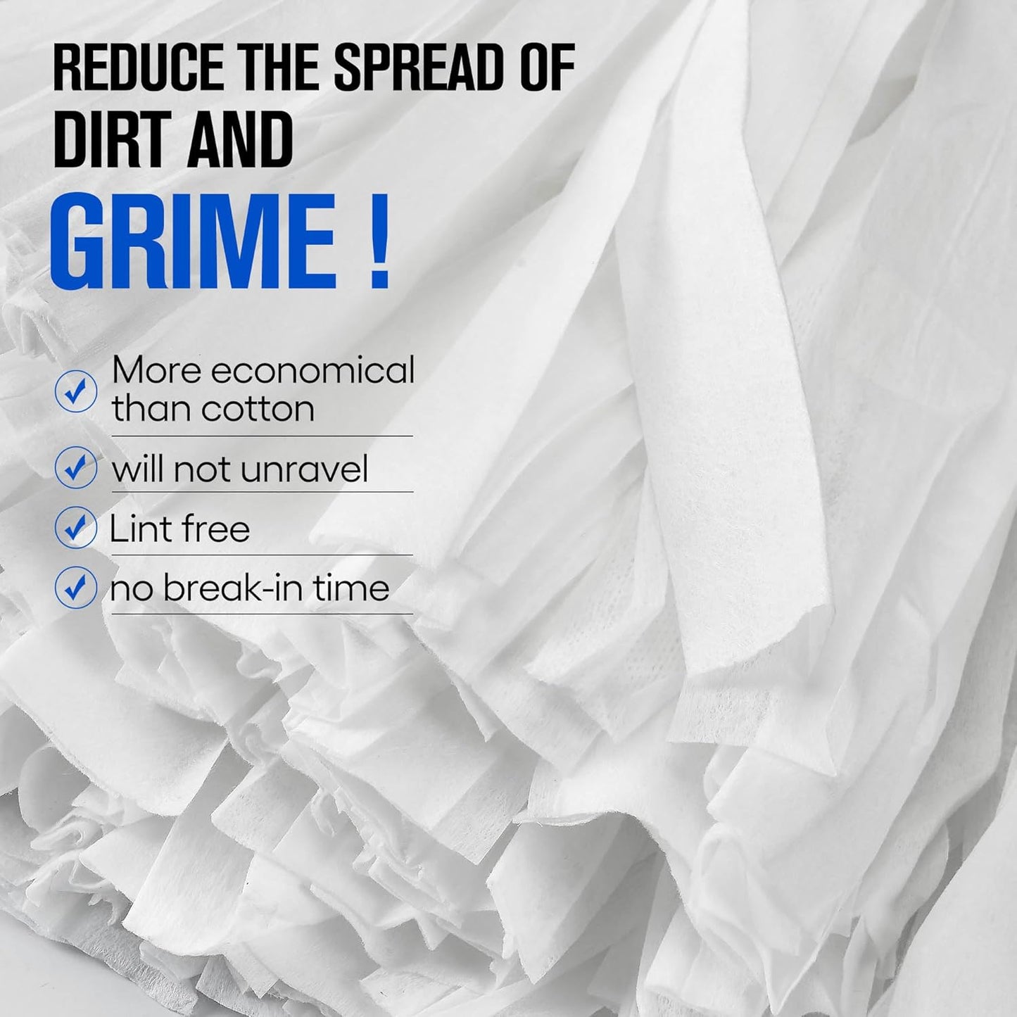 MATTHEW CLEANING Looped-Open Disposable Industrial Wet Mop Head 1.25'' Universal Headband Non-Woven Commercial Replacement for Indoor & Outdoor Use, Floor Cleaning String Mop Refill 12 Pack