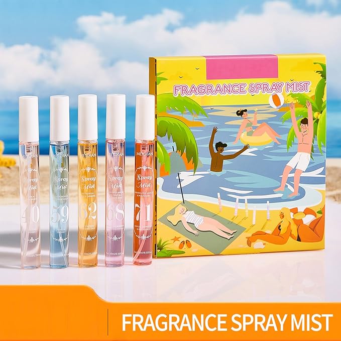 Perfume Fragrance Mist,Hair & Body Perfume Spray Set,Long-Lasting Fresh Fruity Spray for Women,Travel Size Mini Fragrance Mist Gift Set,5 Scents(40.59.62.68.71)