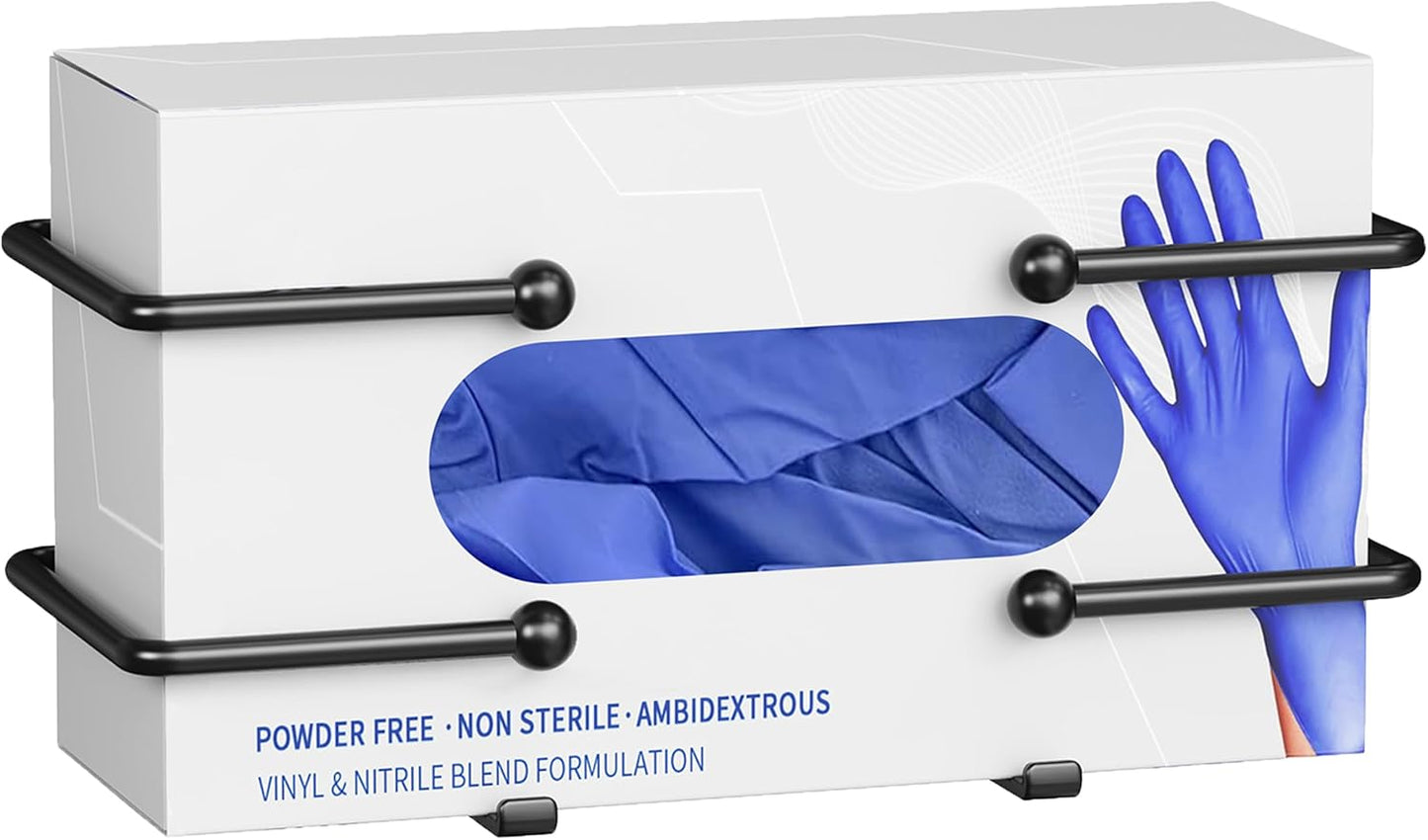 2 Pack Glove Box Dispenser Wall Mount (10.4 * 3.5in): Black Glove Holder Organizer for Disposable & Tissue Box - Organizer on Wall in Lab, Kitchen, Bathroom, Garage