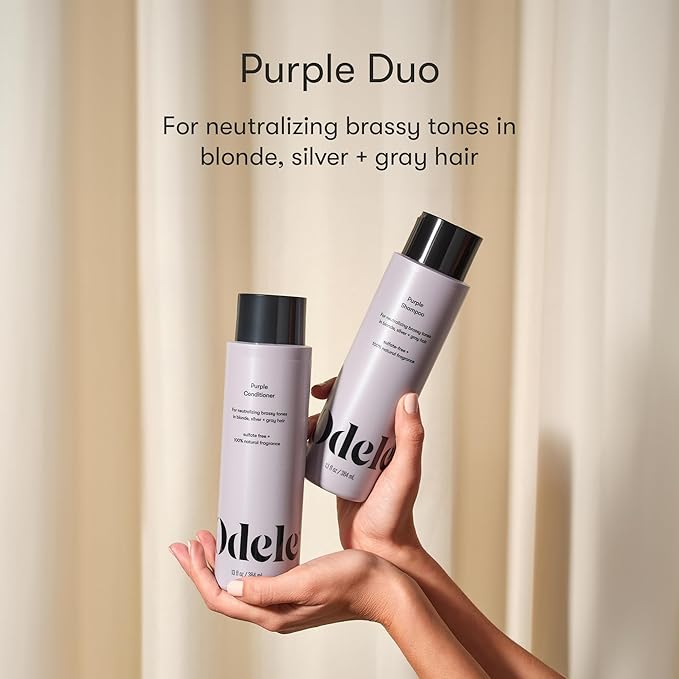 Odele Sulfate-Free Purple Shampoo & Conditioner Set for Neutralizing Brassy Tones in Blonde, Silver + Gray Hair, 13 Fl Oz Each (2-Pack)