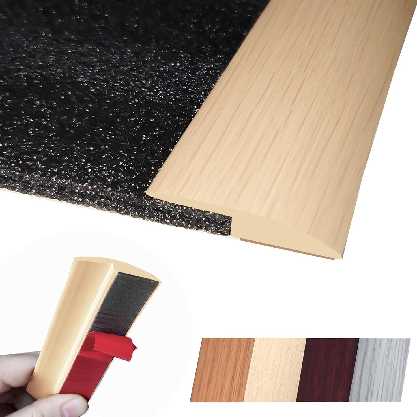 1/5 inch Height Floor Transition Strip, Self Adhesive Carpet Wood Tile Vinyl Flooring Laminate Transition Cover Edge Trim Gap Doorway Threshold for Uneven Floors (40 inches, Beige Cream)