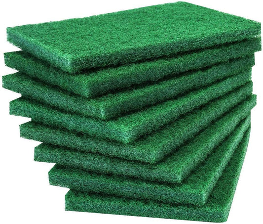 8PCS Scouring Pad - Premium Heavy Duty Scrub Pads, Reusable Household Green Dish Scrubber, Multipurpose Scour pad - for Kitchen Scrubber & Metal Grills, 3.9 x 5.9 x 0.36IN