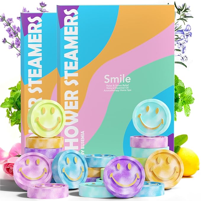 Shower Bombs Steamers Gifts for Women-EUSEMIA 12 Pcs Scented Aromatherapy Shower Bath Bombs Steamer with Essential Oils for Body Restore and Stress Relief (24 Pack Mix)