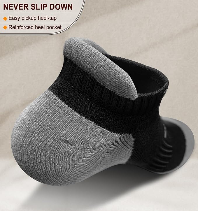 BULLIANT Men Running Socks 6Pairs-Ankle Athletic Socks Wicking Cushioned for Men Walking-Arch Compression Support
