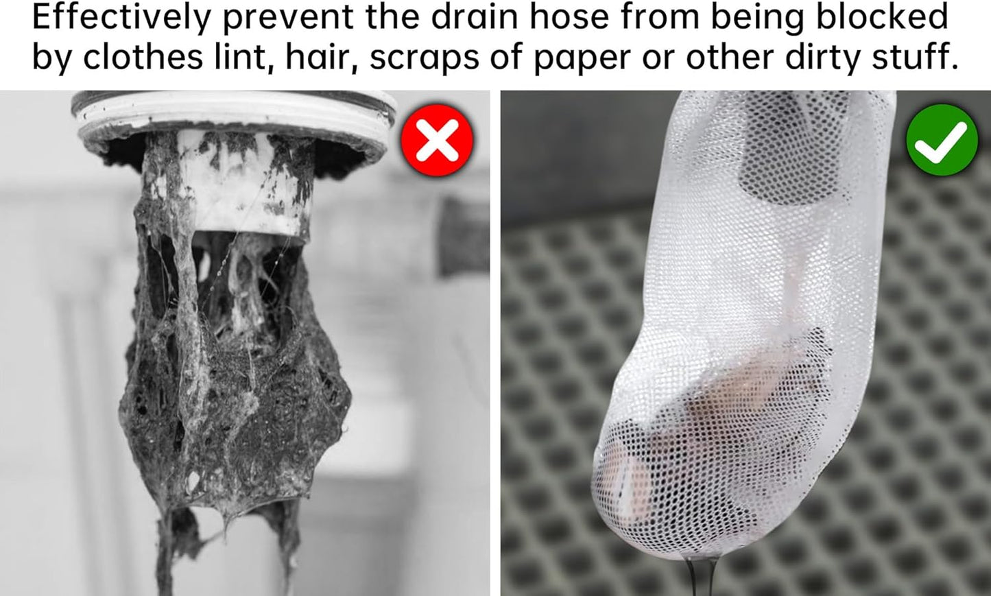 32-Piece Lint Trap and Cable Ties Set for Washing Machine, Includes 8 Nylon Mesh Lint Traps and 24 Cable Ties, Easy and Effective Lint Filtration (White)