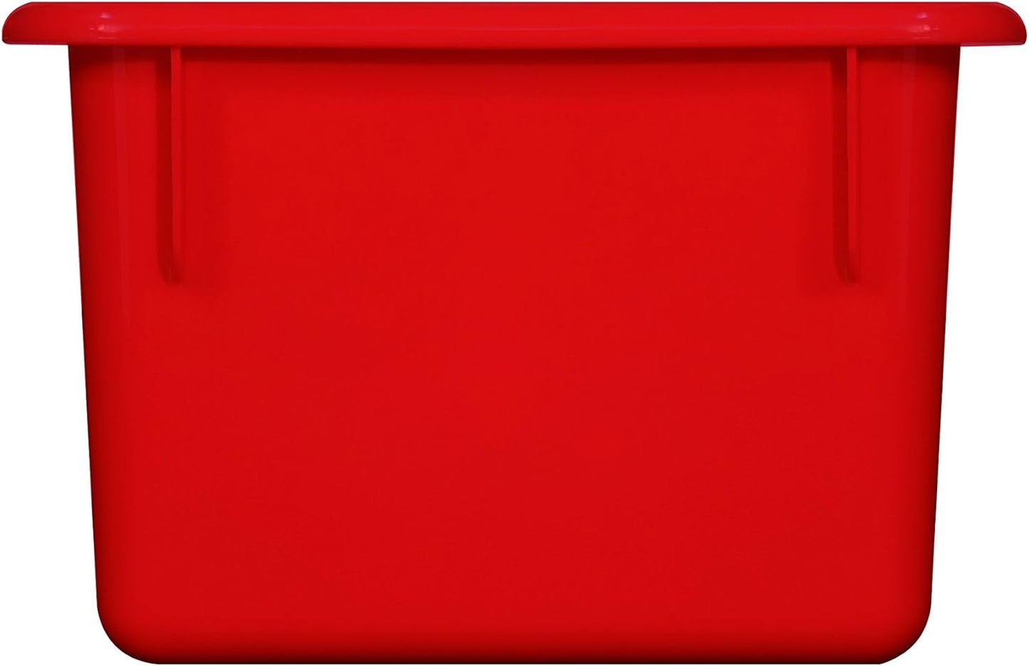 Wood Designs Cubby Storage Bin, Heavy Duty Plastic Containers for Kids Red Cubby Tray Set of 12