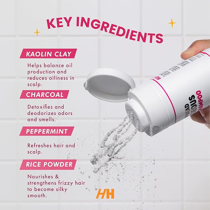 Handmade Heroes Non Aerosol Dry Shampoo Volume Powder 1.8oz, 100% Natural & Vegan For Dark Hair & Brunette Hair (2 pc set)