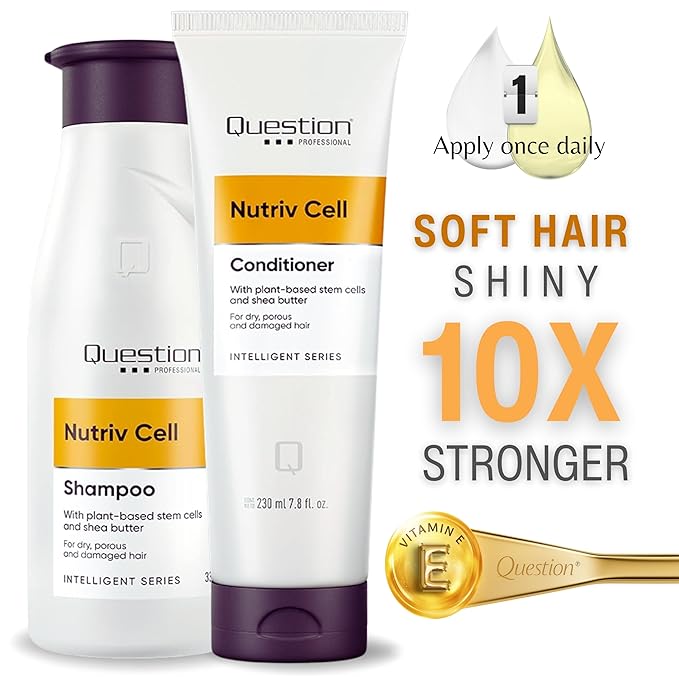 Sulfate-Free Shampoo and Conditioner Set for Dry & Damaged Hair – Deep Repair with Shea Butter & Plant-Based Stem Cells – Frizz Control & Moisture Boost – Set 2 | 11.16 + 7.8 fl oz