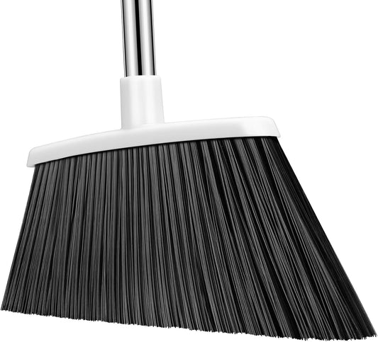 Heavy Duty Broom, 55 Inch Long Handle Outdoor Large Angle Brooms, Commercial Broom for Sweeping Indoor, for Home Garage Kitchen Office Courtyard Lobby Patio Lawn Concrete(Grey&White)