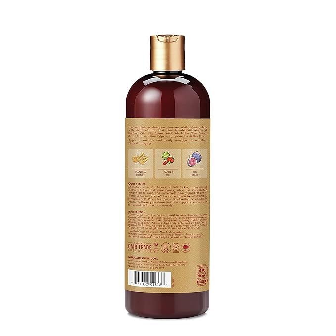 SheaMoisture Intensive Hydration Shampoo for Dry, Damaged Hair Manuka Honey & Mafura Oil Sulfate-Free 24oz
