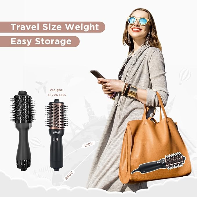 Hot Air Brush, Aima Beauty Salon One-Step Hair Dryer and Volumizer, 4-in-1 Upgrade Hair Dryer Brush, Blue