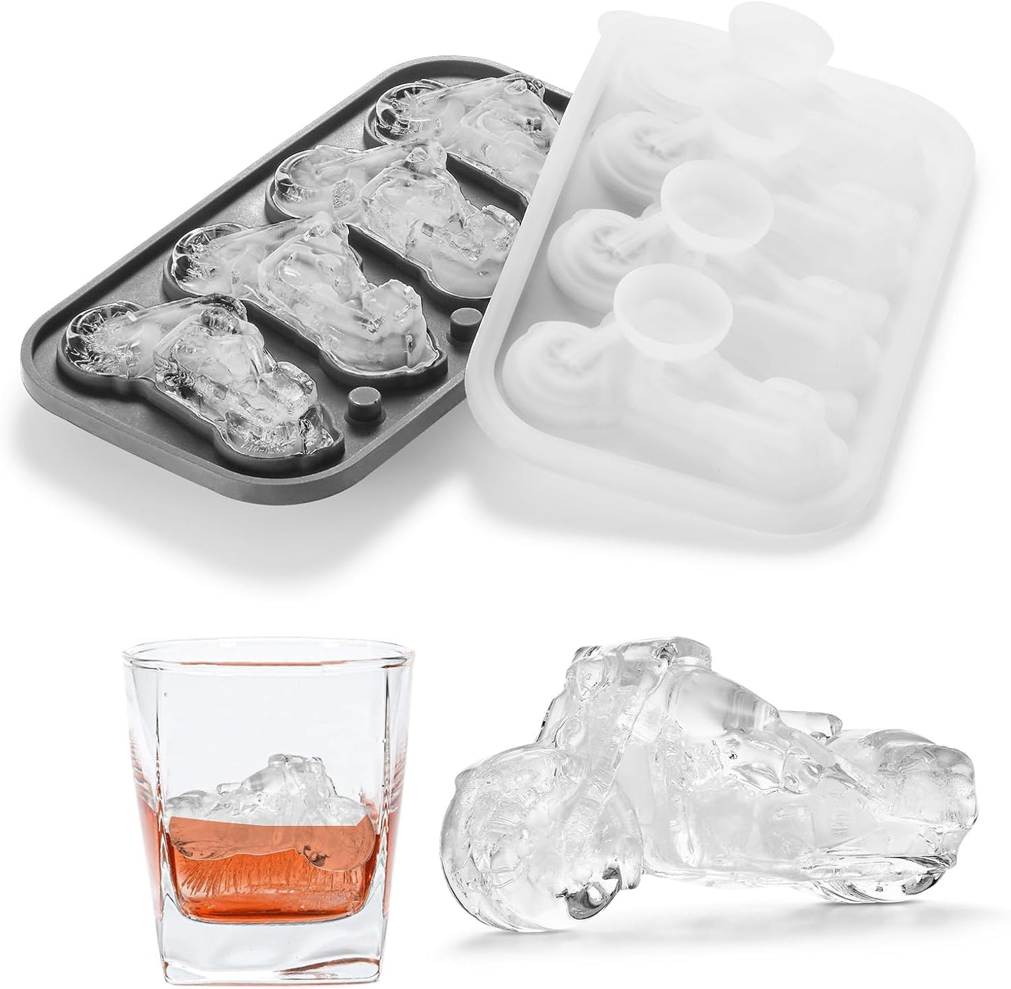 Nax Caki 3D Motorcycle Ice Cube Tray, Large Silicone Fun Shapes Ice Cube Mold for Whiskey, Cocktails, Bourbon, Motorcycle Gifts for Men Holiday Stocking Stuffers