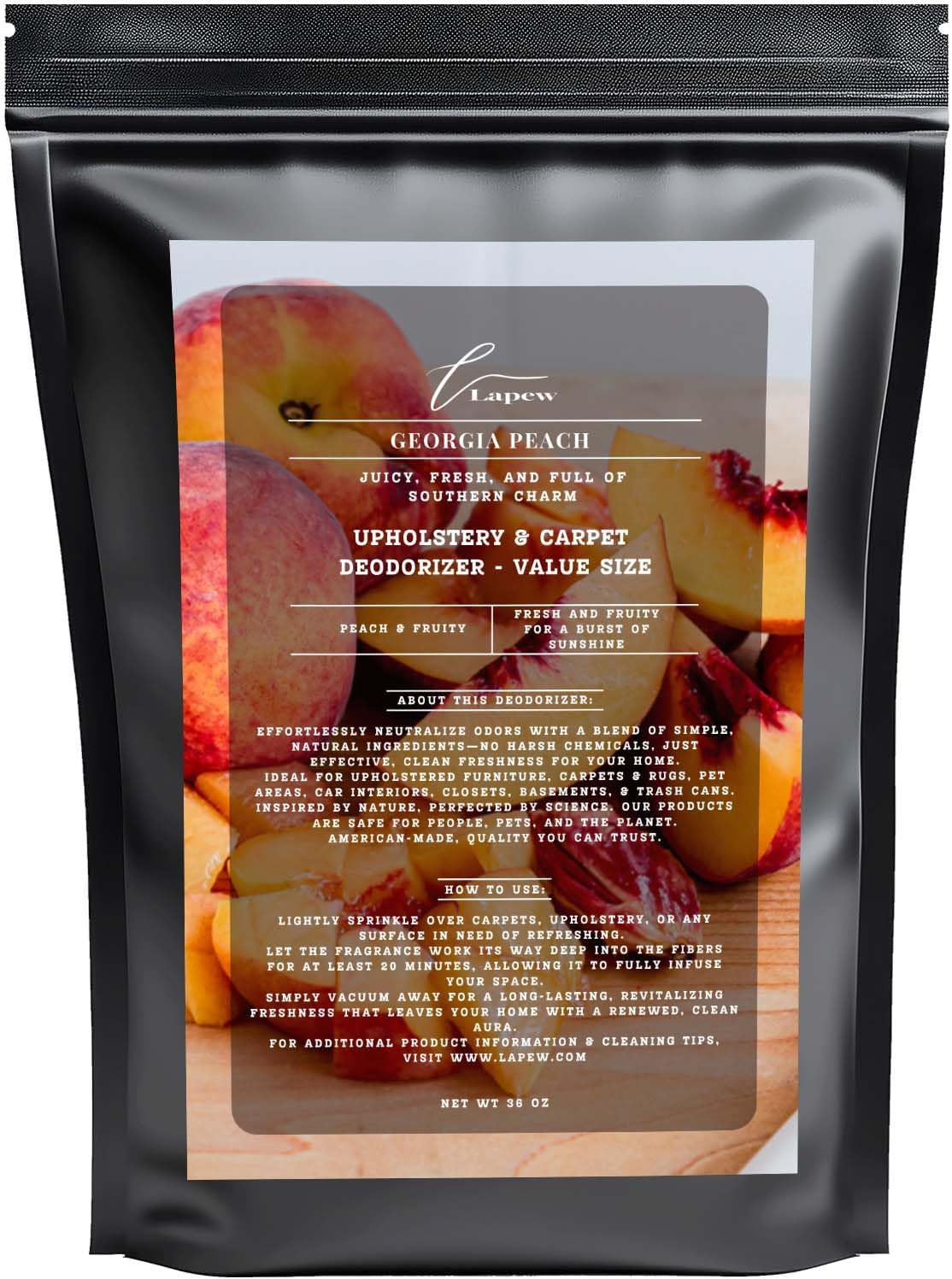 Georgia Peach Carpet Freshener Powder Refill 36 oz | Powerful Odor Eliminator for Home | Upholstery Deodorizer | Carpet Deodorizer | Pet Urine | Cat Litter Box