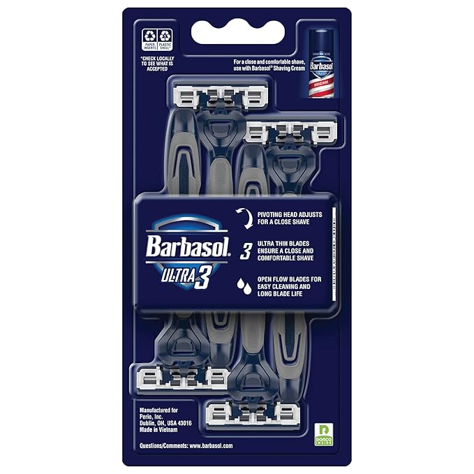 Barbasol Ultra 3 Premium Disposable Razor Value Pack Bundle (3 Packs/12 Total Razors)