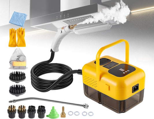 Steam Cleaner for Home, Handheld 2500W High Pressure Steamer for Cleaning, 9-Level Multipurpose Steam Cleaner for Car Floor Upholstery Kitchen Bathroom Grout Tile, 14 Accessories Included, Yellow