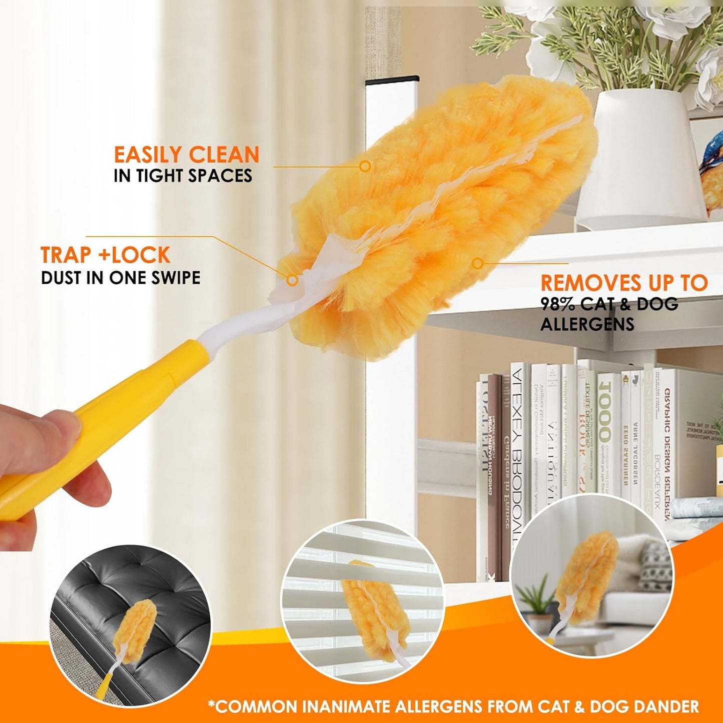 50 Count Duster Refills,Static Dust Removal Brush Disposable Replacement Head Compatible with Swiffer Duster Refills for Dusting Electronics,(50 Count Refills+1Handle)