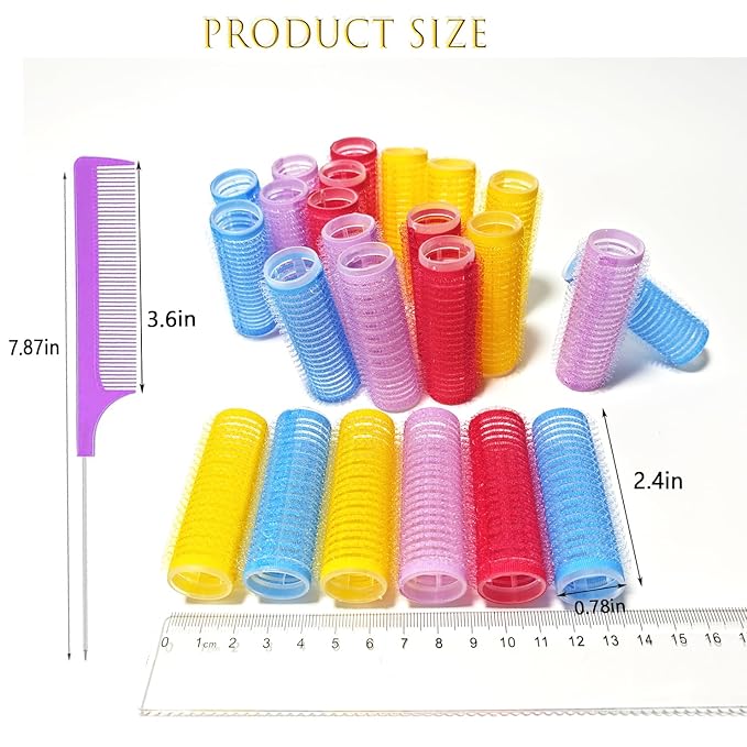 ZMD 18Pcs Self Grip Small Hair Rollers Curlers, Plastic Rollers Heatless Curlers Salon Dressing Curler DIY Curly Hair Hairstyle Roller for Women Girls Short Medium Hair (0.8 x 2.4 Inch)