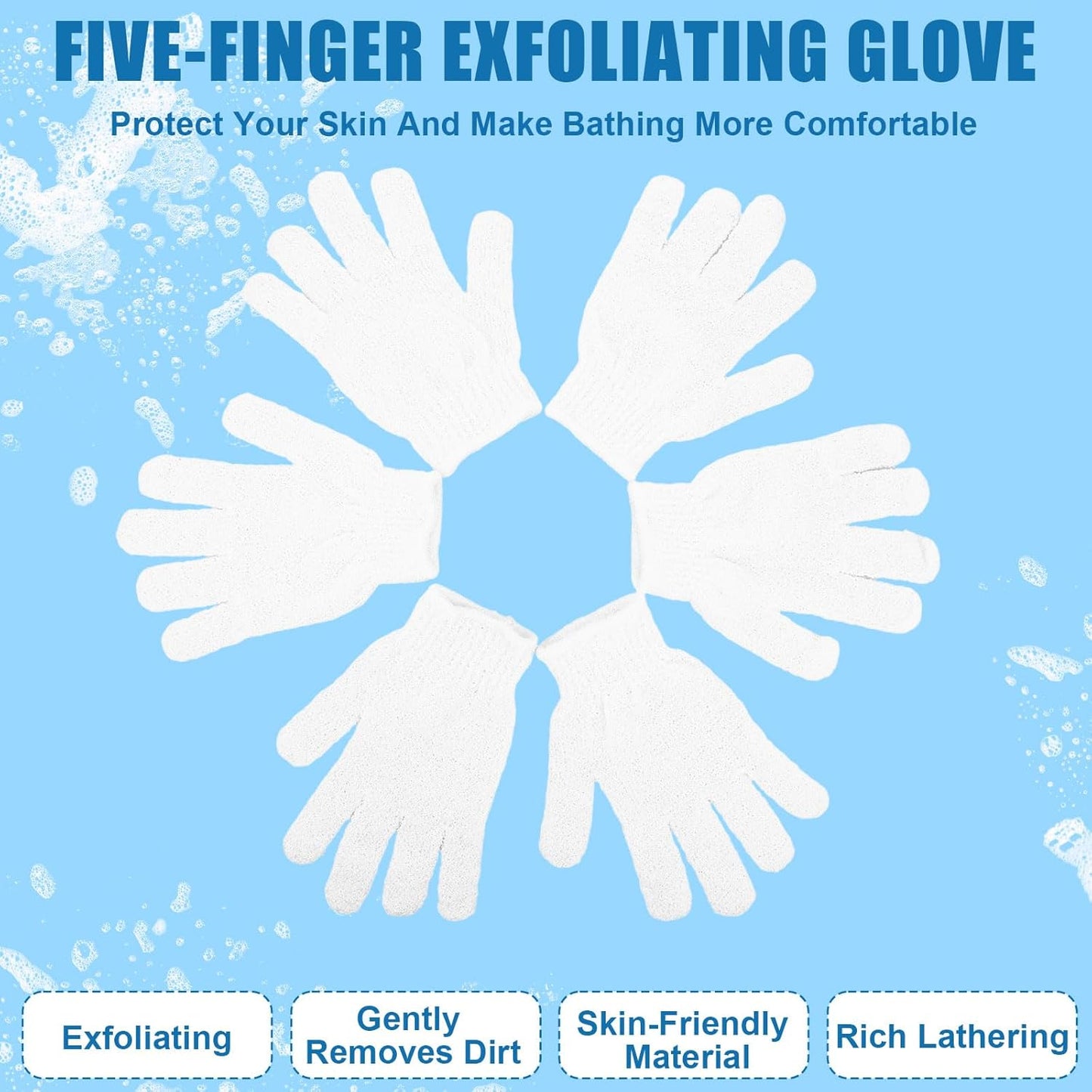 60Pcs Exfoliating Gloves Bulk, Scrub Gloves Exfoliating Body Scrubber Glove Exfoliator for Body Scrub Mitt, Bath Gloves for Shower Exfoliating Shower Glove for Women Bathing Accessories(White)