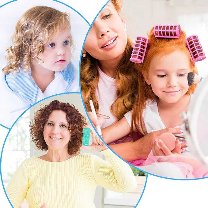 30Pcs Self Grip Rollers Set, 5 Sizes for Long, Medium and Short Hair, Large Rollers for Volume, Snap-On Sleep-In Curlers for Women's Hair Styling