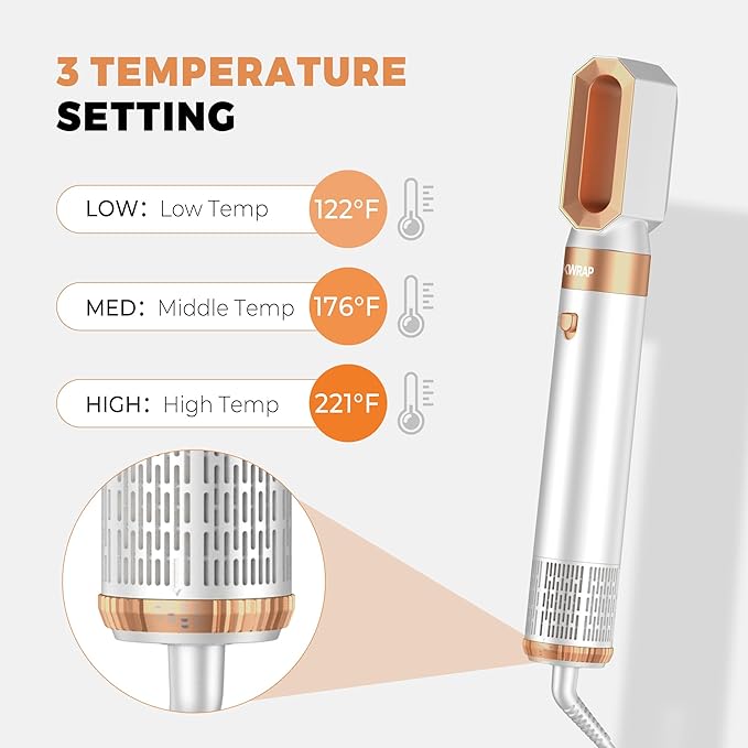 Hair Dryer Brush,6 in 1 Professional Hot Air Styler,Powerful Air Curling Wrap Styler,Negative Ionic Hair Dryer Fast Drying, Multi Hair Stylerfor Curling Volumizing Straightening Styling