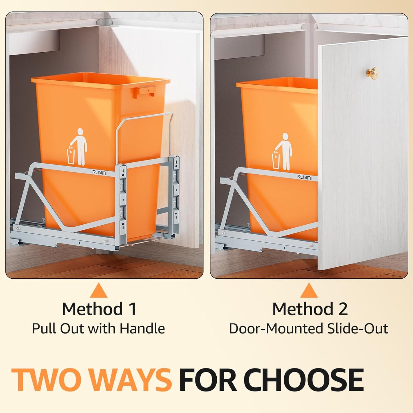 Pull Out Trash Can Under Cabinet Kit with Soft-Close Slides,Twin-Mode Under Sink Trash Can Pull Out for Kitche Sink Drawer,Requires Minimum Cabinets Opening 12" W X 18" D(Trash Can Not Included)
