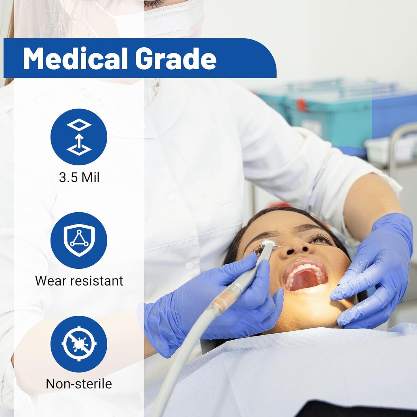 JMU Nitrile Gloves Small Bulk 4000 Count, 3.5 Mil Disposable Gloves Latex-Free, Violet Blue