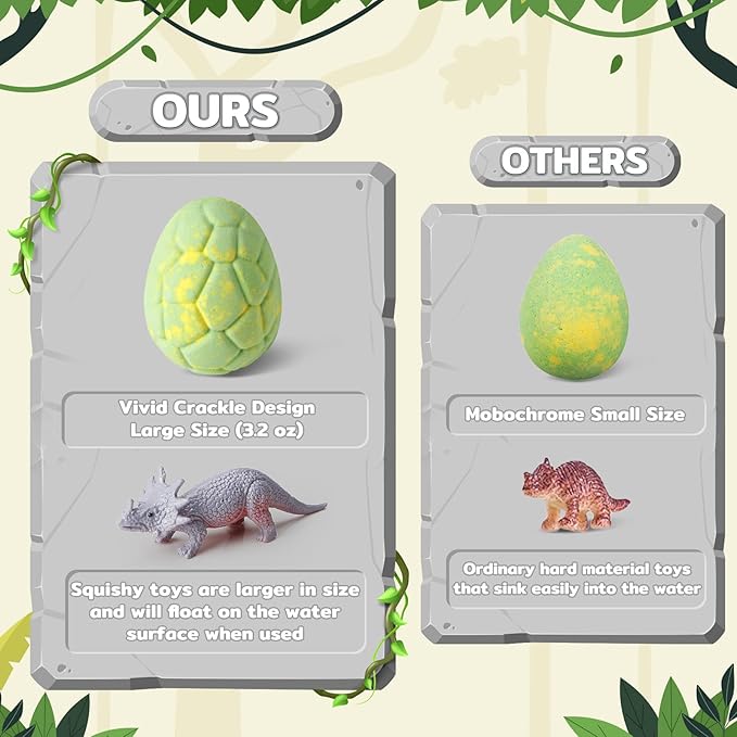 Bath Bombs with Surprise Dinosaur Toys Inside, 12 Pack Organic and Natural Bubble Bath Bombs, Stocking Stuffers for Kids, Bath Bomb Set for Her/Him,Mothers Day Presents for Mom