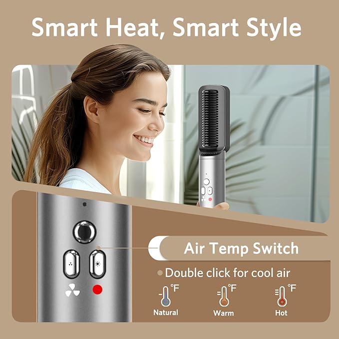 Hair Dryer Brush 6 in 1 Hair Styler, Jolitoi Air Styler with 110,000 RPM High-Speed Negative Ionic Hair Dryer, Auto Wrap Curler, Blow Dryer Brush for Volumize, Straight, Wavy, Curly (Dark Grey)