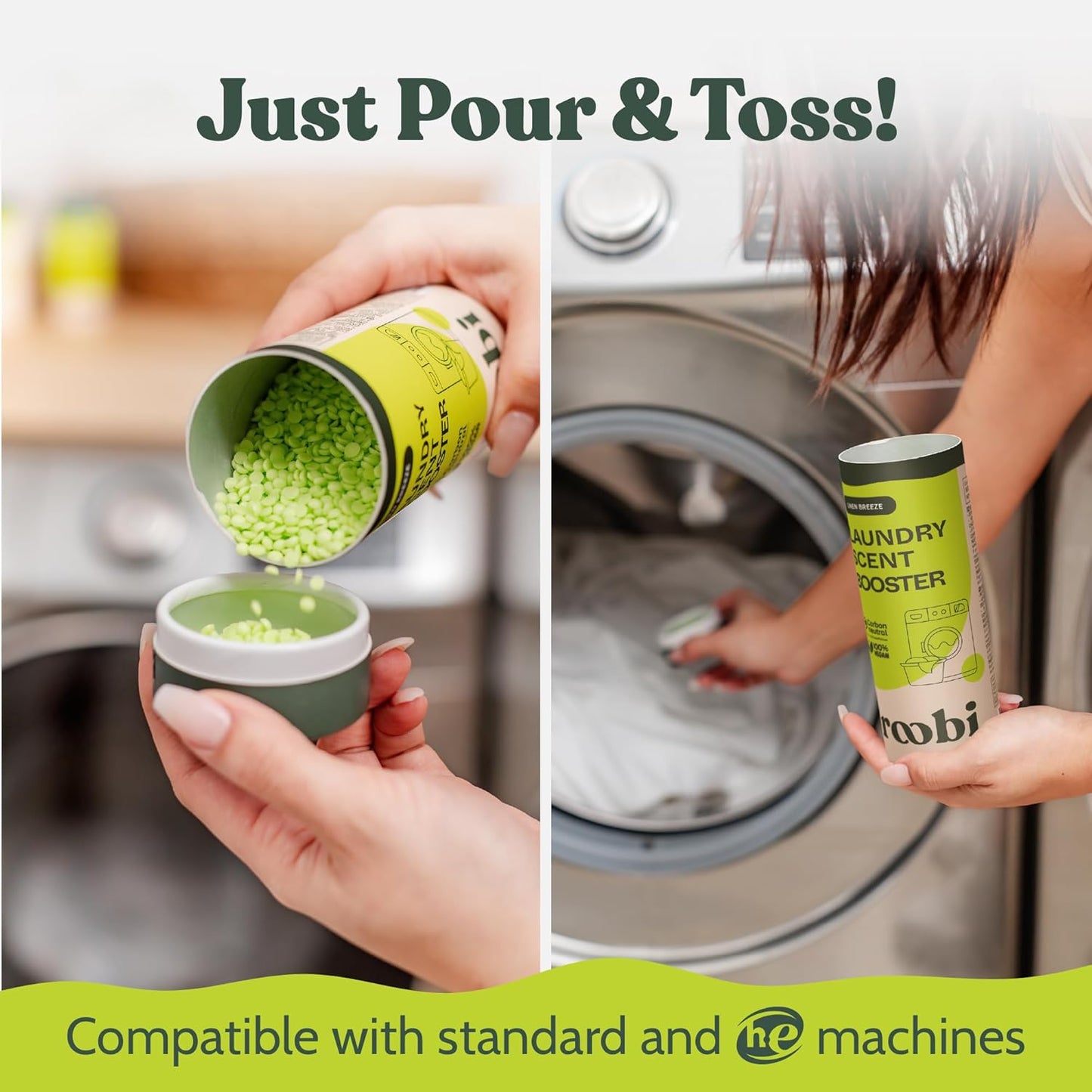 Roobi Sustainable Laundry Scent Booster Beads. Linen Breeze Fragrance Laundry Beads. 500 gr Bulk Booster Pack. Carbon Neutral, 100% Vegan.