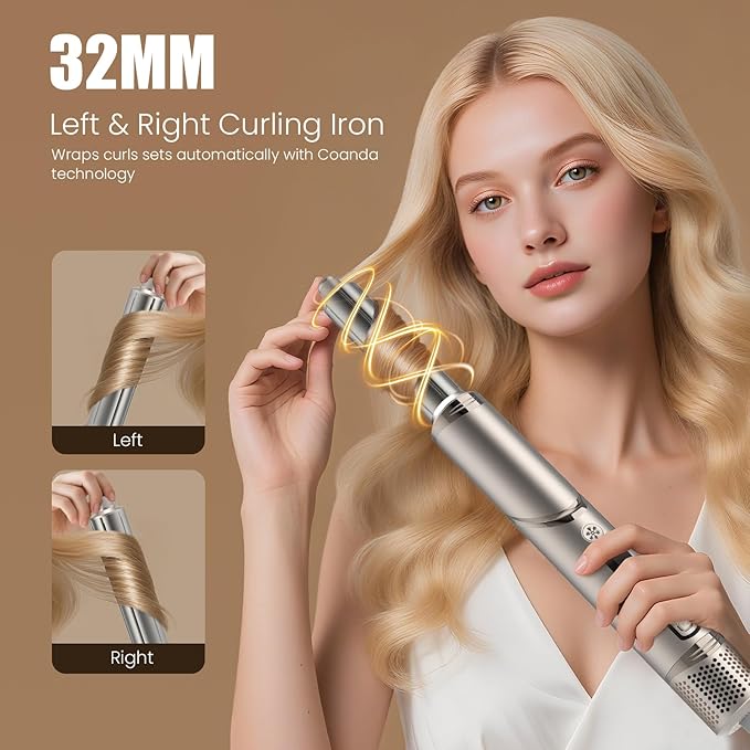 Hair Styler Hot Air Styler - Fast Drying No Heat Damage Ionic Blow Dryer Brush for Women Volumizing, Curling, Straightening, Frizz-Free Multi-Styler