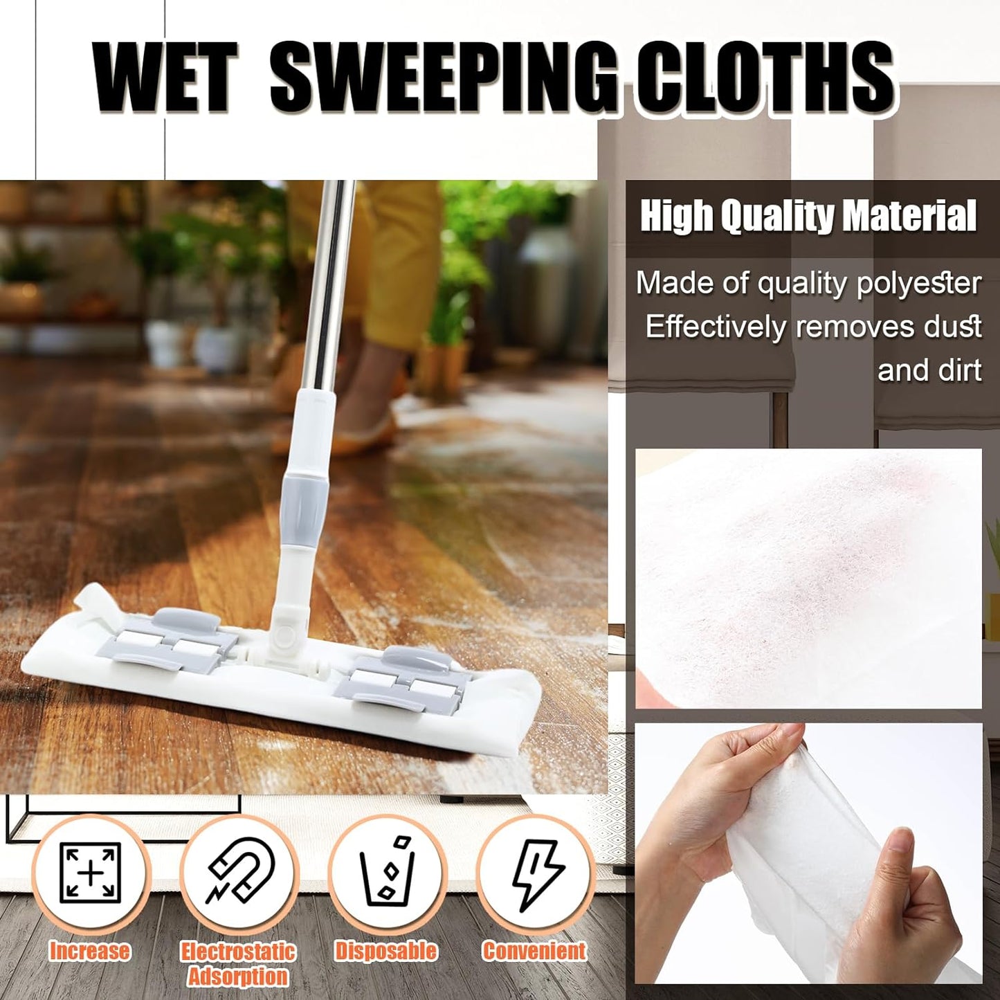 200 Counts Sweeper Wet Mopping Cloths 17.7 x 11.8'' X Large Wet Mop Pads Refills XL Disposable Floor Wipes Duster for Sweeping Scrubbing Cleaning Dry Wood Hardwood Tile