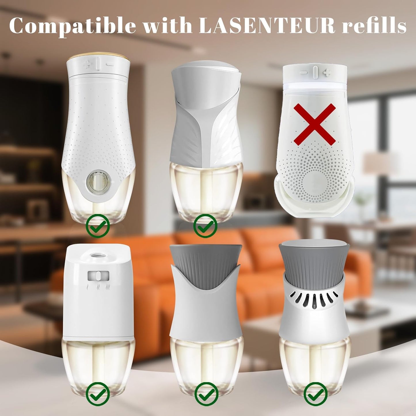 Plug-in Air Freshener Refills - Hawaiian Jasmine Cotton Scented Essential Oil Refills 6 Count Long-Lasting Fragrance - For Room and Bathroom, Compatible with Air Wick,Compatible with Glade