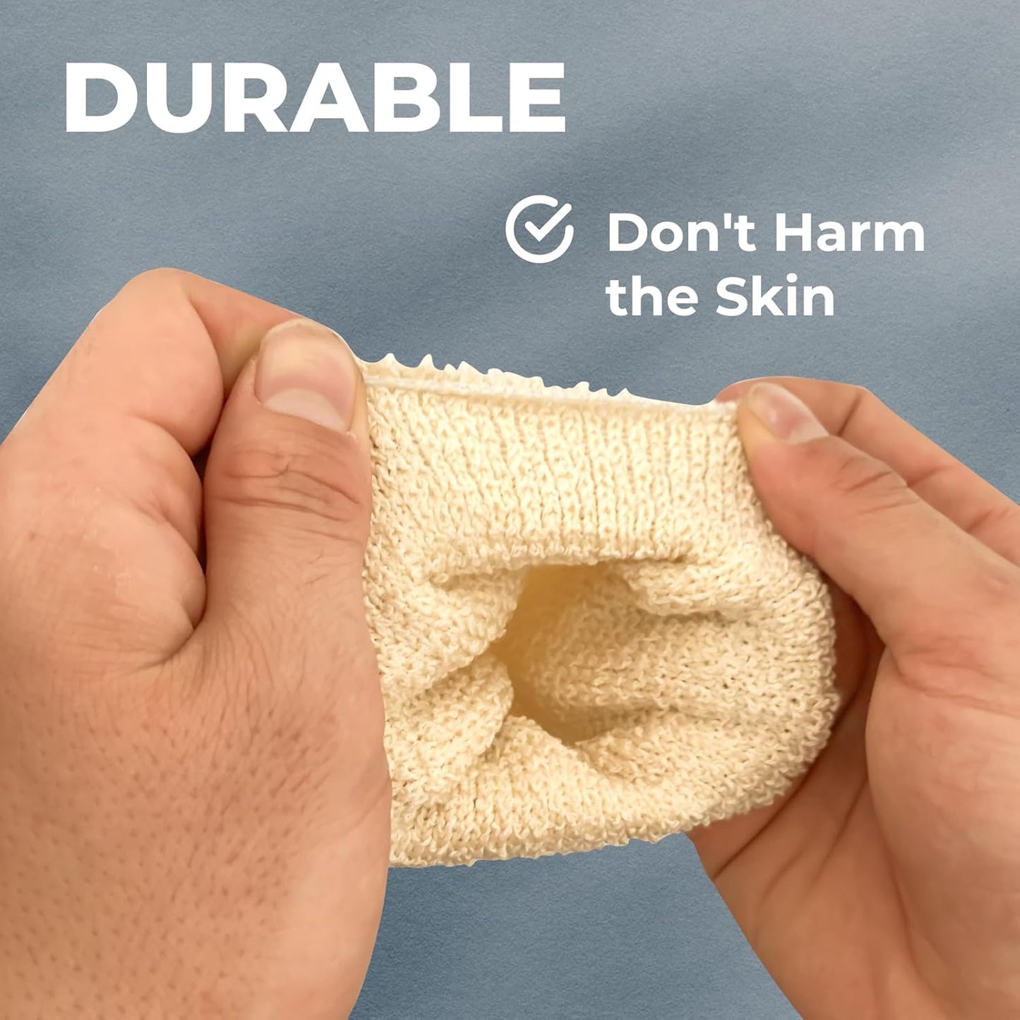 GUARD&MARINE Natural Shower Mitts - Hemp Bath Gloves for Skin Exfoliation, Mitt Washcloth for Body Scrub and Cleansing - Soft Loofah for Men and Women - Set of 2 Wash Mittens