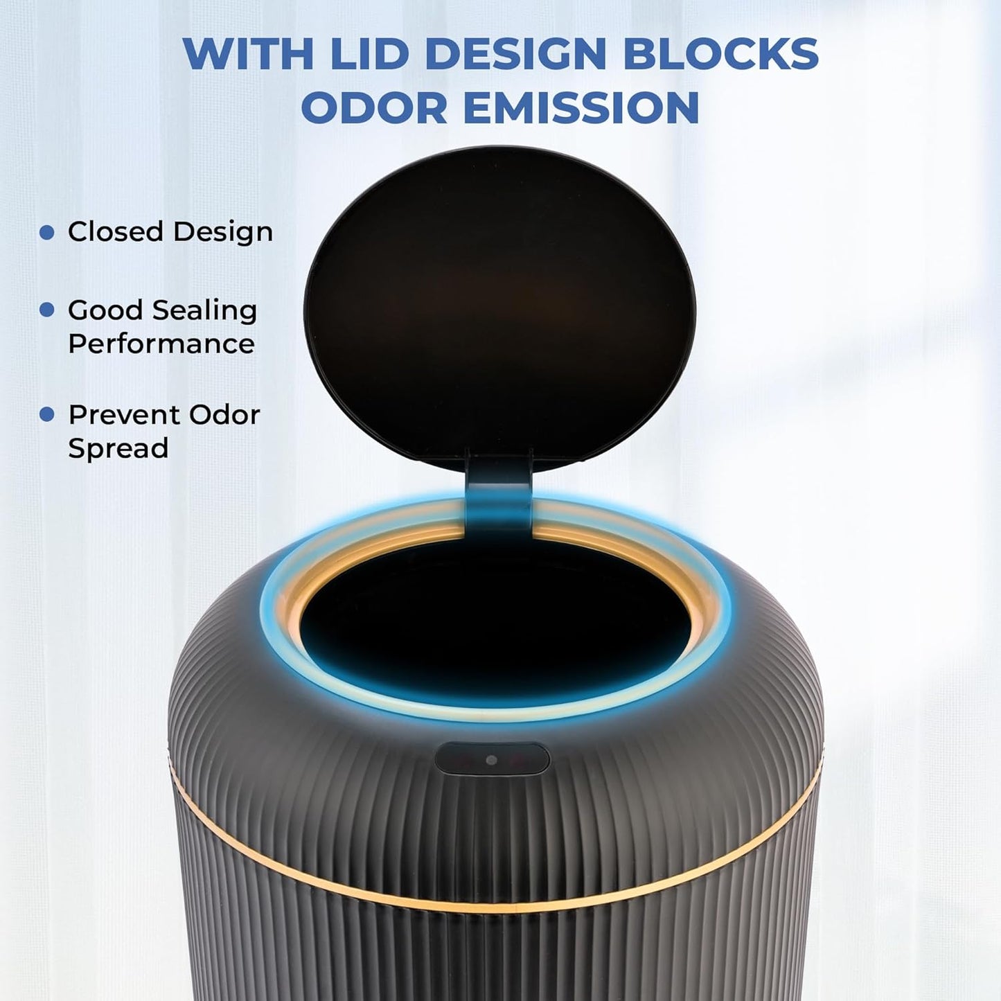 Pukomc Smart Sensor Wastebasket, Convenient and Hygienic Easy to Use, Technology Sensor Waterproof Wastebasket Plastic Trash can for Kitchen, Bathroom, Bedroom, Living Room, Office and Outdoor Black