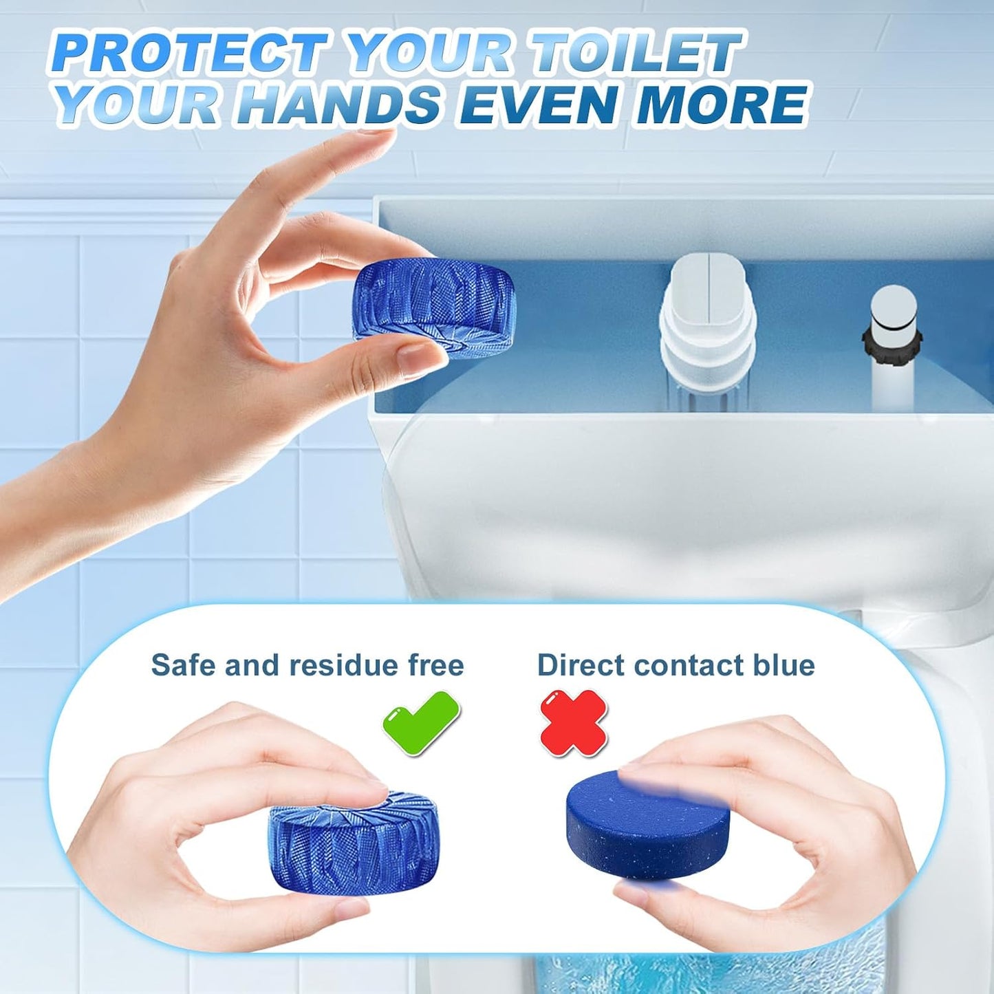 KIISIISO Toilet Bowl Cleaner Tablets, Blue Automatic Toilet Tank Cleaners, Septic-Safe Hard Water Ring Stain Remover, Toilet flush Cleaning & Deodorizer, Fresh Scent - 30 PACK