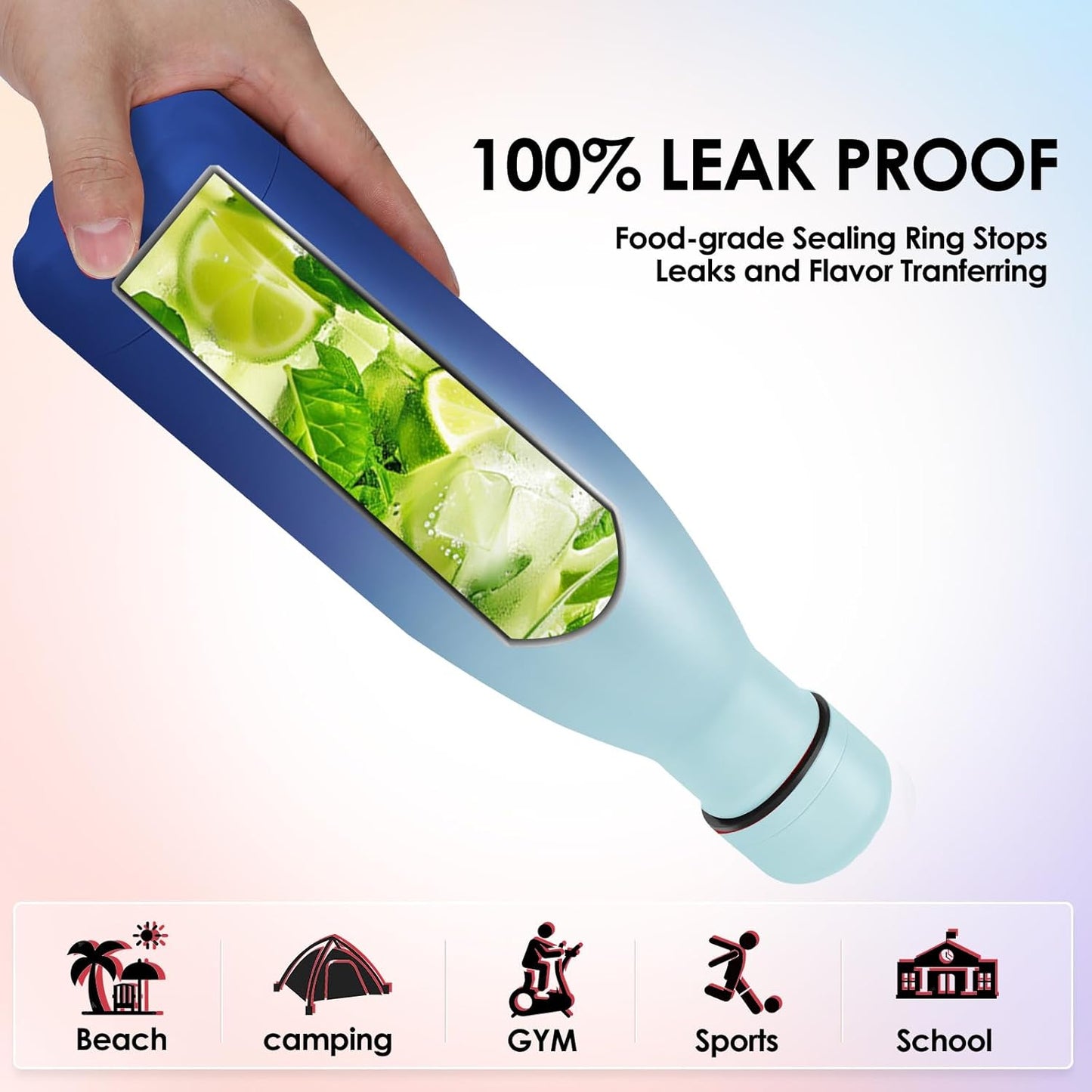 17oz Cola-Bottle Shaped Stainless Steel Leak-proof Water Bottle,Double Wall Vacuum Insulated Metal,Travel Mug For Sports Indoors & Outdoors,BPA-Free School Kids Flasks,Mix(12 Pack)