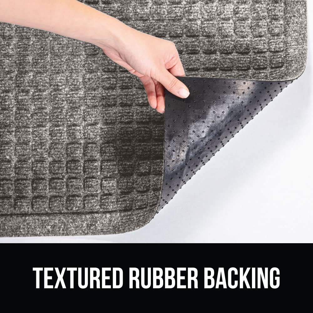 GORILLA GRIP Front Door Mat, 35x23, Indoor Outdoor Ultra Absorbent HydroAbsorb Doormat, Absorbs Up to 5.7 Cups of Water, Stain and Fade Resistant, Rubber Backing Doormats, Captures Dirt, Charcoal