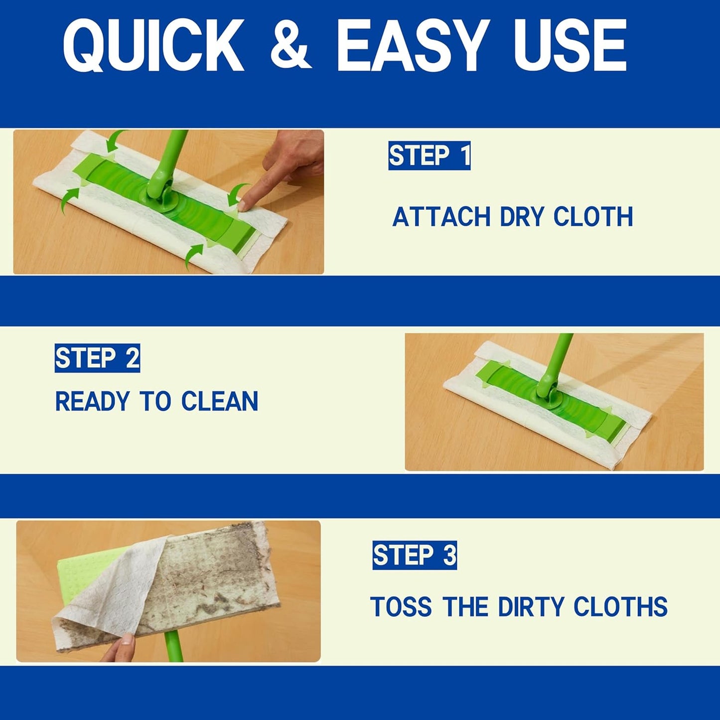 Dry Sweeping Cloths Disposable Mop Refills Floor Dust Mop Pad, Floor Cloth Refills for Swiffer Standard Sweeper, Pack of 80