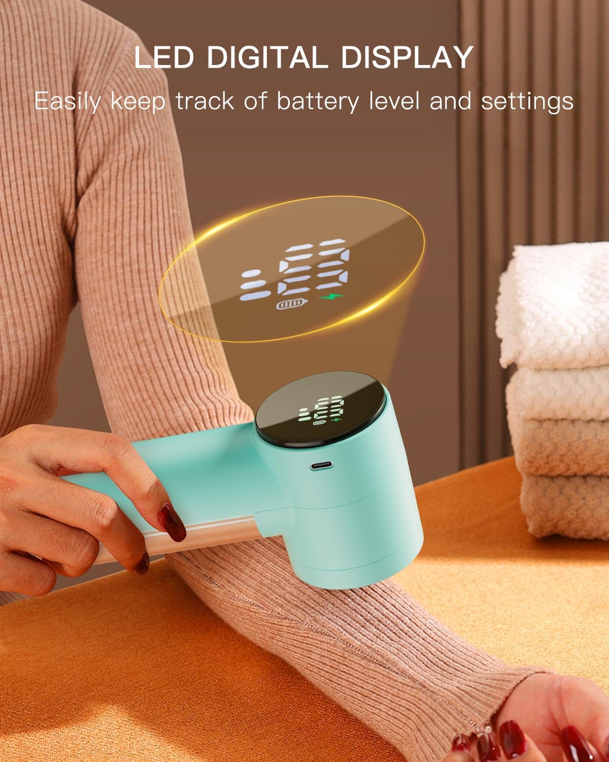 Electric Lint Remover and Fabric Shaver, Rechargeable Clothes Shaver for Sweater Furniture Couch, 3-Speed Pill Remover Defuzzer to Remove Fuzz Pilling from Blanket Jacket