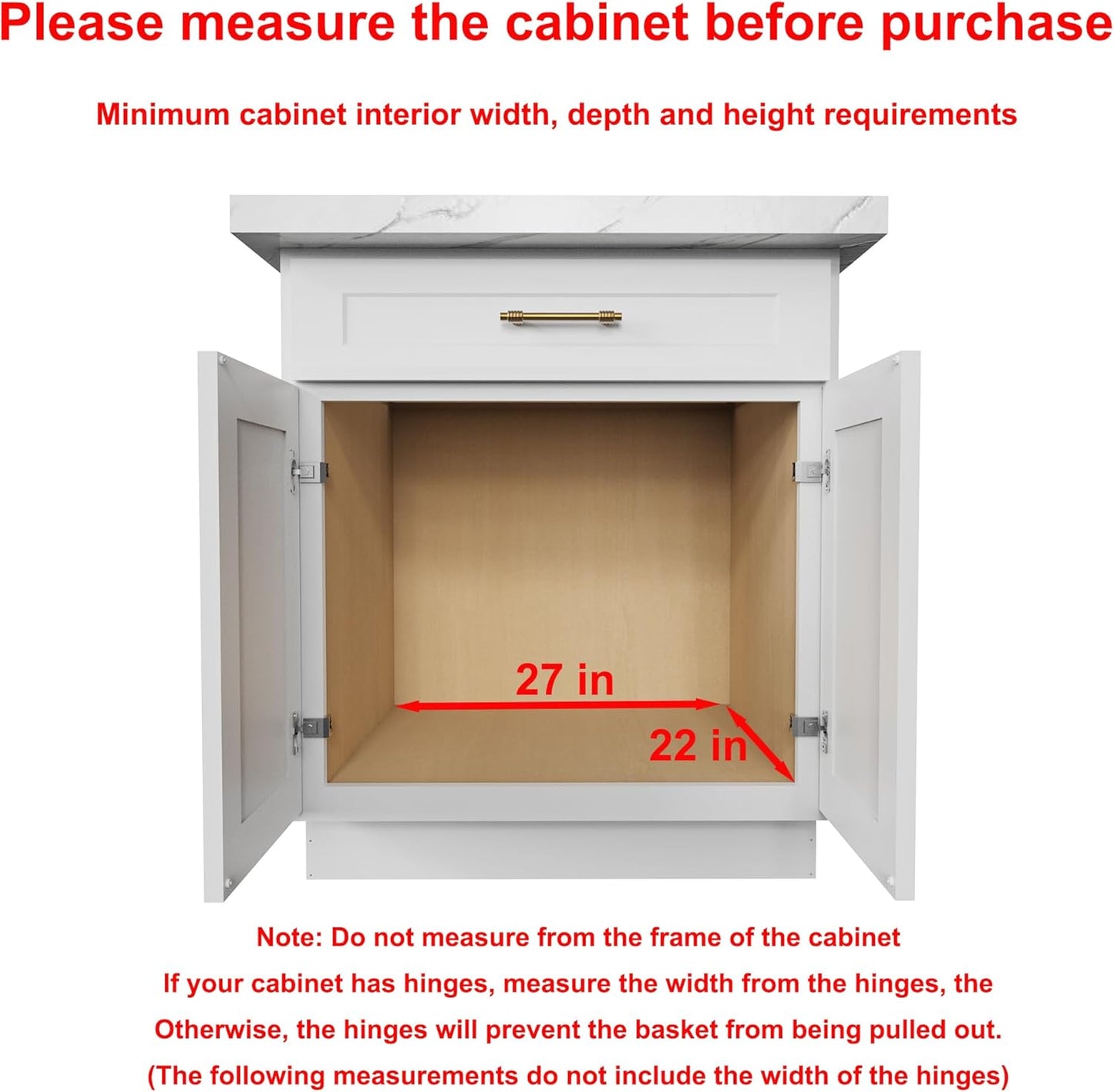 Pull Out Cabinet Organizer,Heavy-Duty Slide Out Shelf, Wood and Wire Basket, Pull Out Drawer for for Kitchen Under Sink Space, Pantry, Bathroom, 2 Tie 26 * 21 in