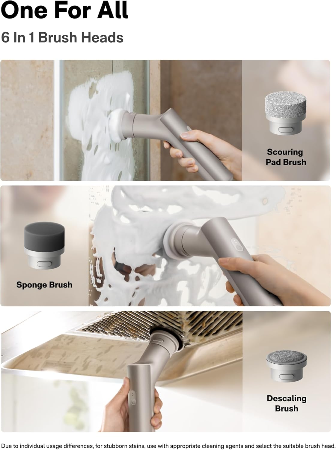 HOTO Handheld Short-Handle Electric Spin Scrubber, IPX7 Waterproof Cordless Scrubber Brush, Bathroom Cleaning Brush, Max 22 in-lb, with 9 Brush Heads for Bathroom, Shower, Kitchen, Sink, Tile