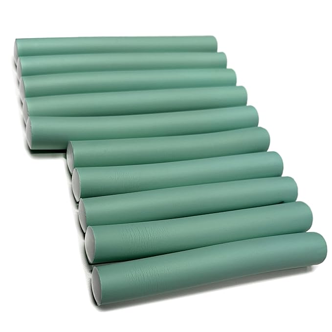 My Beauty Spot Flexi Rods Foam Hair Rollers 1" Diameter Professional Salon Quality 10 Pcs Rubber Hair Rollers for Medium to Long Hair (Blue)