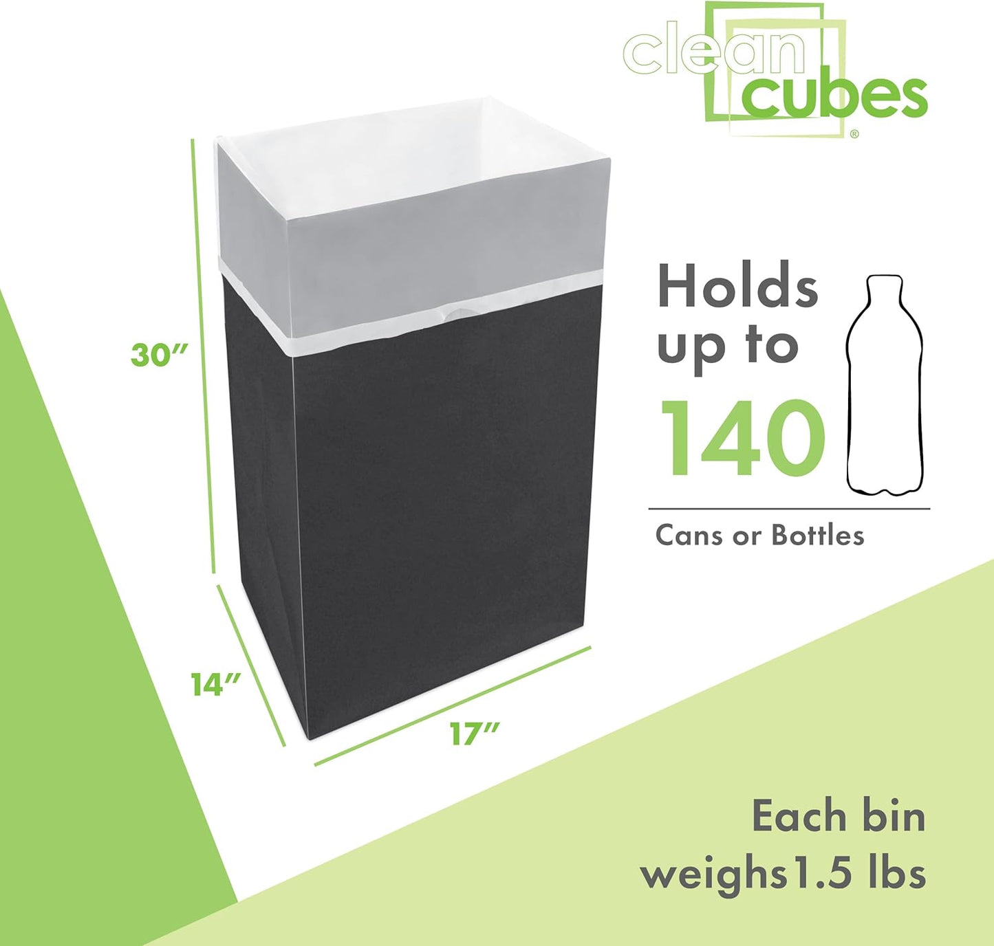 30 Gallon Disposable Pop-Up Trash Cans (3-Pack) with Fitted Bags – Foldable Garbage & Recycling Bins for Parties, Events & Kitchen (Black, 30" H x 14" W x 17" D)